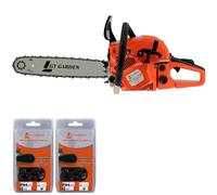 GT GARDEN - Tronçonneuse thermique 62 cm3, 3.5 CV, guide 40 cm, 2 chaînes