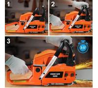 Tronçonneuse thermique 7000rpm - 2200w 45CM 52cc + 2 chaînes - Orange