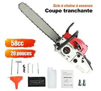 Tronçonneuse Thermique Professionnelle 58cc - FIANAO - Guide 20”, 13000 tr/min, Réservoir 550ml, Chaîne Sécurité
