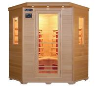 Trondheim Alpha Cabine Infrarouge pour 4 Personnes - Bois Hemlock - 8 Radiateurs en Céramique - Chromothérapie - Système de Son Bluetooth - Aromathérapie - Désinfection à l'ozone - Contrôle numérique