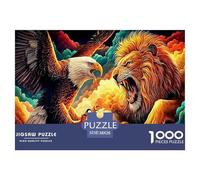 Trône de l'Aigle : Aigle et Lion Colorés aux Motifs Vivants - Puzzle de 1000 Pièces - Activité Ludique pour Adultes et Enfants - Idéal pour Les Jours de Pluie - 38 x 26 cm