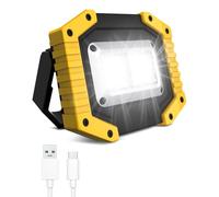 Trongle Projecteur LED Rechargeable 45W 3000LM, Projecteur à Batterie 3000mAh USB, 3 Modes d'Éclairage, Étanche COB, Lampe de Sécurité Extérieure pour Jardin, Garage, Pêche, Camping, Randonnée, 1 Pack