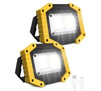 Trongle Projecteur LED Rechargeable 45W 3000LM, Projecteur à Batterie 3000mAh USB, 3 Modes d'Éclairage, Étanche COB, Lampe de Sécurité Extérieure pour Jardin, Garage, Pêche, Camping, Randonnée, 2 Pack