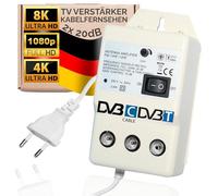 TronicXL Amplificateur 2 sortie dispositifs de Distribution avec à réglage Signal Tv pour DVB-T2 DVB-C DVBT2 DVBT DVBC tnt intérieur Répartiteur