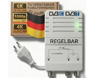 TronicXL Amplificateur de télévision par câble pour HD 3D 4K 8K adapté à PYUR Vodafone (25dB - 2 appareils)