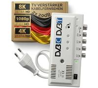 TronicXL Amplificateur TV pour télévision par câble pour HD 3D 4K 8K compatible avec PYUR Vodafone (20dB - 4 appareils)