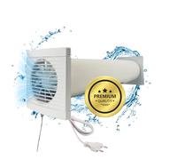 TronicXL Kit de ventilation 100 m³/h - 230 V - Ventilateur mural avec câble et interrupteur à tirette + tuyau + hotte d'évacuation - Ventilateur de salle de bain, cave, garage, atelier, WC, cuisine