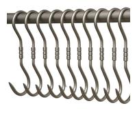 TronicXL Lot de 10 crochets rotatifs professionnels en forme de S - 260 x 10 mm - En acier inoxydable - Crochets rotatifs - Pour suspendre des poissons sauvages, saucisses, jambon, sanglier