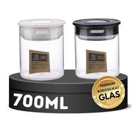 TronicXL Lot de 2 bocaux de conservation sous vide en verre borosilicate de 700 ml avec couvercle compatible avec Boveda Pack 58 %
