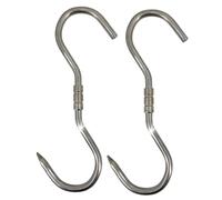 TronicXL Lot de 2 crochets professionnels en S - 260 x 10 mm - Crochets rotatifs en acier inoxydable - Crochets à viande pivotants pour suspendre des saucisses, parme, jambon, sanglier