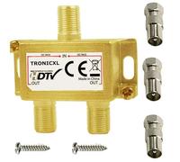 TronicXL Répartiteur BK 2 voies Premium TV Câble adaptateur répartiteur d'antenne TV câble DVBC par exemple pour Unitymedia Unicable