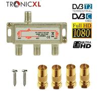 TronicXL Répartiteur d'antenne coaxial HD 3D 4K pour DVBT DVBT2 DVBC Sat Unicable TV TV câble Unicable Unitymedia Vodafone Sky Câ