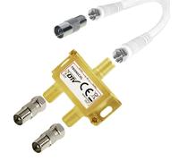 TronicXL Répartiteur d'antenne IEC avec câble et adaptateurs coaxiaux pour télévision par câble DVB-T2 DVB-C Convient par exemple pour Unicable Premium GoldLine