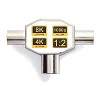 TronicXL Répartiteur d'antenne Raccord Antenne TV I Boîtier en métal blindé en T coaxial coaxial 2 appareils répartiteurs TV DVBC coaxial TV radio TV câble UHD couplage mâle