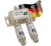 TronicXL Répartiteur satellite 2 voies 40 dB I Répartiteur d'antenne souple DVB-S2 DVB-T2 avec amplificateur d'antenne pour amplificateur de signal HDTV 3D 4K pour une bonne réception