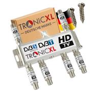 TronicXL Répartiteur satellite 6 voies 120 dB I Répartiteur d'antenne souple DVB-S2 DVB-T2 souple avec amplificateur d'antenne pour amplificateur de signal HDTV 3D 4K pour une bonne réception