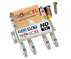 TronicXL Répartiteur satellite 6 voies 120 dB I Répartiteur d'antenne souple DVB-S2 DVB-T2 souple avec amplificateur d'antenne pour amplificateur de signal HDTV 3D 4K pour une bonne réception