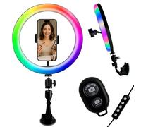 TronicXL Support à ventouse pour smartphone avec anneau lumineux coloré et télécommande I Pour fenêtre miroir Support de téléphone portable I Selfie Vidéo Photo Trépied pour Apple iPhone Google
