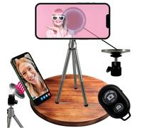 TronicXL Support magnétique pour téléphone portable avec télécommande - Trépied avec rotule - Compatible avec Apple Magsafe iPhone Pro Max Plus - Support magnétique - Trépied de table pour smartphone