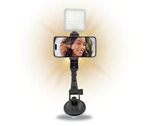 TronicXL Support Téléphone de Smartphone à Ventouse avec Lampe Lumineuse, Lampe à Selfie pour Voiture, Bureau Laqué, Compatible avec Apple iPhone, Samsung, Xiaomi, Google