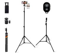 TronicXL Trépied pour smartphone de 210 cm avec déclencheur et télécommande Bluetooth I Trépied pour appareil photo et téléphone portable 2 m avec rotule