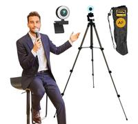 TronicXL Webcam autofocus avec lampe annulaire + trépied de 113 cm Full HD 1920 x 1080p I 2 microphones stéréo annulation du bruit de fond I pour ordinateur PC portable pour Xbox