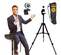 TronicXL Webcam autofocus avec lampe annulaire + trépied de 60 cm Full HD 1920 x 1080p I 2 microphones stéréo réduction du bruit I pour ordinateur PC portable pour Xbox