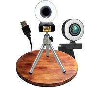 TronicXL Webcam autofocus avec lampe annulaire + trépied Full HD 1920 x 1080p I 2 microphones stéréo réduction du bruit I pour ordinateur PC portable pour Xbox