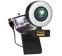 TronicXL Webcam Full HD avec lampe annulaire 1920 x 1080p autofocus I 2 microphones réduction du bruit fond I pour streamer streaming vidéoconférence gaming ordinateur PC ordinateur portable pour Xbox