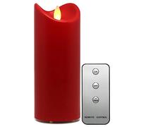 Tronje LED Bougie à Piles d'extérieur - Bougies Rouge de 18cm avec Minuterie et Télécommande - Flamme Mouvante - IP44 UV Résistant à la Chaleur