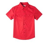 Tronjori Chemise à Classique Garçon Chemise Manches Courtes 100% Coton Bouton Style décontracté avec Deux Poches pour Enfants (4-14 Ans) (6,Fire Red)