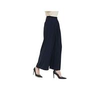 Tronjori Femme Taille Haute Pantalons Casual Jambes Larges Plissé Devant Vintage Pantalon avec Poches pour Les Loisirs, Le Travail and Le Bureau(M,Bleu Marine)
