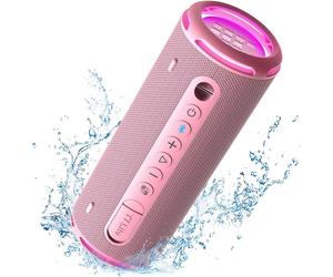 Tronsmart T7 Lite Enceinte Bluetooth Portable 24W, Bluetooth 5.3 sans Fil avec Lumière LED, Étanche IPX7, Autonomie de 24h, Contrôle Via l'application pour Fête-Rosa (Pink)