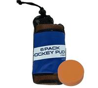 TronX Lot de 6 palets de hockey sur glace lestés orange - Rondelles d'entraînement lourd avec sac de transport en maille | Taille officielle | Idéal pour la manipulation des bâtons et les exercices