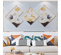 TROONZ 3D Décoration Murale Métal en Feuille de Ginkgo, Décoration Fer Forgé Murale Sculpture Murale Décorative Accessoire de Décoration Intérieure Tenture Murale Intérieure, 170 * 71 cm