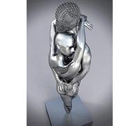 TROONZ Love Heart Effet 3D Wall Art, Toile de Sculpture Abstraite en Métal, Décoration Murale de Peinture Moderne, Love Heart Grey Art Wall-A9||60 * 80cm