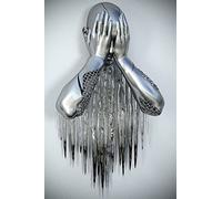 TROONZ Love Heart Effet 3D Wall Art, Toile de Sculpture Abstraite en Métal, Décoration Murale de Peinture Moderne, Love Heart Grey Art Wall-A4||50 * 70cm