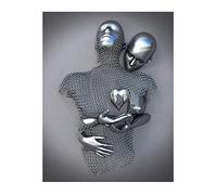 TROONZ Love Heart Effet 3D Wall Art, Toile de Sculpture Abstraite en Métal, Décoration Murale de Peinture Moderne, Love Heart Grey Art Wall-A3||50 * 70cm