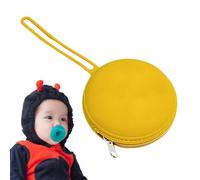 TROONZ Porte-sucette en silicone, sacs en silicone pour les voyages,Sac de voyage rond en silicone imperméable | petit sac de rangement avec fermeture éclair et corde pour petits objets