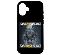Trop Alpha pour chasser trop Sauvage pour Perdre Un mème Amusant Alpha Wolf Coque pour iPhone 16