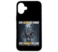 Trop Alpha pour chasser trop Sauvage pour Perdre Un mème Amusant Alpha Wolf Coque pour iPhone 16 Plus