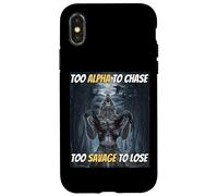 Trop Alpha pour chasser trop Sauvage pour Perdre Un mème Amusant Alpha Wolf Coque pour iPhone X/XS