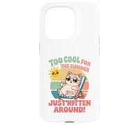 Trop Cool pour l'été, il Suffit de Chaton Autour d'un Mignon Chat Kawaii Coque pour iPhone 15 Pro