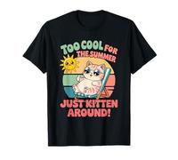 Trop Cool pour l'été, il Suffit de Chaton Autour d'un Mignon Chat Kawaii T-Shirt
