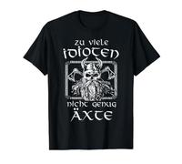 Trop d'idiotes - Pas Assez de Viking Allemand T-Shirt Graphique avec Valeur, Homme, Noir, S