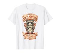 Trop Jeune pour Prendre sa Retraite Trop pauvre pour Prendre Soin du café Raton Laveur T-Shirt Graphique avec Valeur, Homme, Blanc, XL