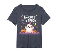 Trop Mignon pour effrayer Halloween, Un Divertissement fantomatique pour Enfants T-Shirt, Femme Grandes Tailles, Bleu Chiné, 2X