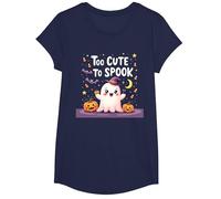 Trop Mignon pour effrayer Halloween, Un Divertissement fantomatique pour Enfants T-Shirt, Fille, Bleu Marine, M