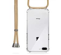 Trop Saint Coque avec Cordon pour Iphone 7 Plus et 8 Plus en Silicone Transparente Étui Collier Bandoulière - Beige