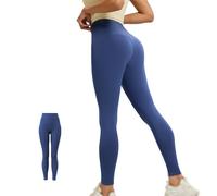 TropeaLeggings - Tricoté sans couture - Legging Tropeas taille haute - Pantalon en tricot sans couture - Legging de yoga pour femme, bleu foncé, XXL